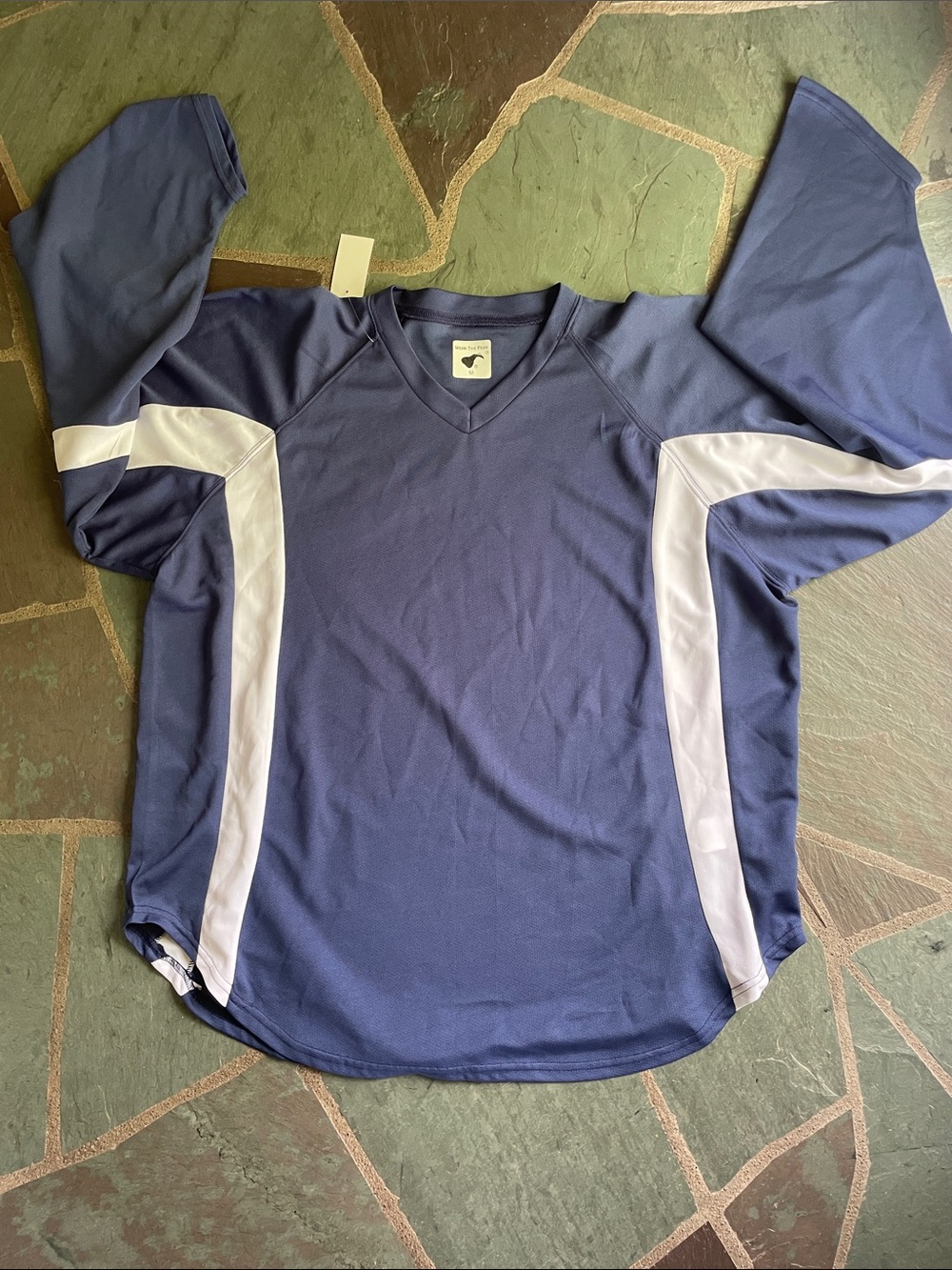 Men's Navy and White Hockey Jersey
